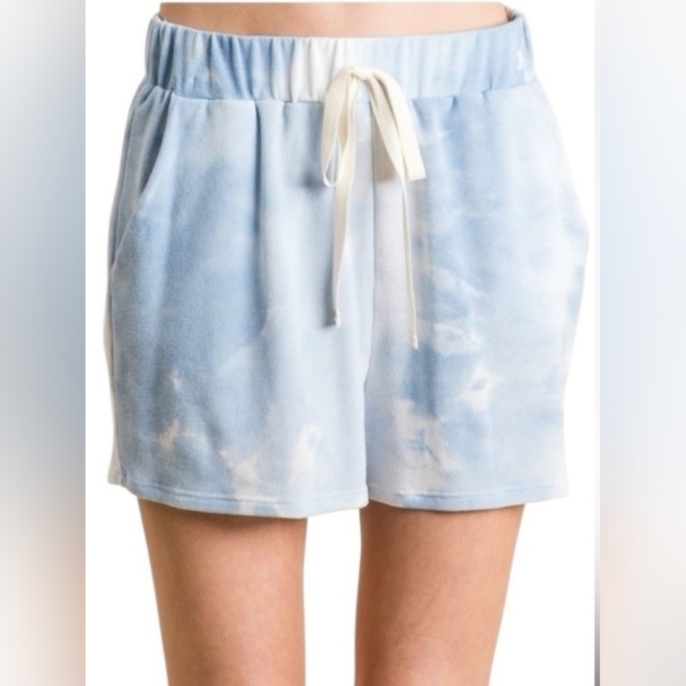 BiBi Blue White Tie Dye Shorts Large